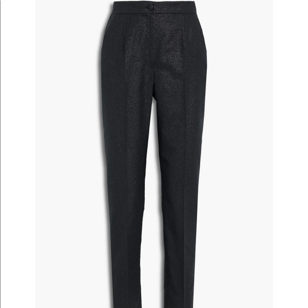 NEW Authentic Dolce&Gabbana Grosgrain-trimmed metallic crepe slim-leg pants